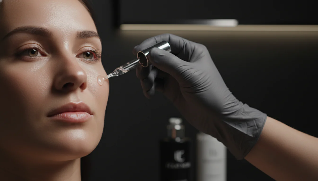 Aplicación de sérum facial en un tratamiento de Deleic